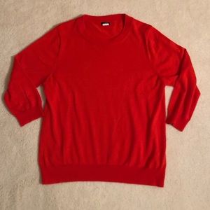 J crew 3/4 length red merino wool sweater